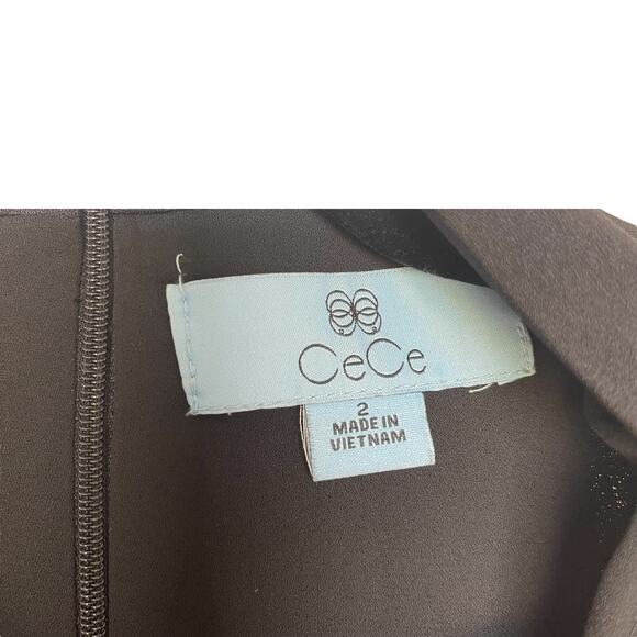 CeCe Bow Neck Short Sleeve Dress Black Size 2 - Picture 6 of 12